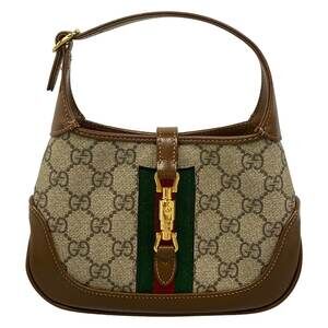 Gucci Jackie 1961 mini / GG Supreme Handbag 637092 Beige Brown Multi PVC Leather